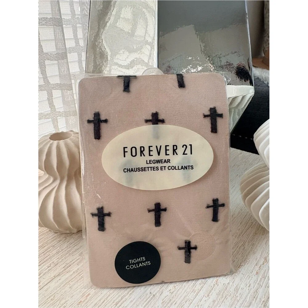 NWT Forever 21 Sheer Cross Tights Size M/L